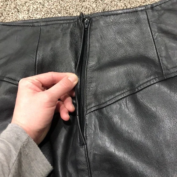 ARCHITECT 100% Leather Black Skirt Size 10 - Picture 3 of 5